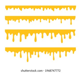 Honey is dripping. The thick yellow liquid dripping onto the ground.