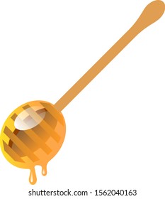 Honey dripping from wooden honey dipper