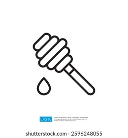 Honey Dripping From A Wooden Spoon Icon Symbolizing Nature's Sweetness And Wellness In Culinary Applications