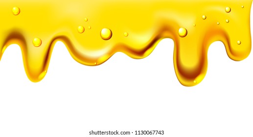 honey drips, realistic 3D illustration, vector isolated on white background