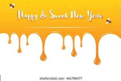 honey drips with Shana Tova Greetings . Rosh Hashanah card