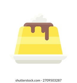 Ilustración vectorial de postre de pudín de miel rociada, icono de estilo plano