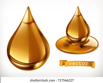 Honey drop. 3d vector icon set