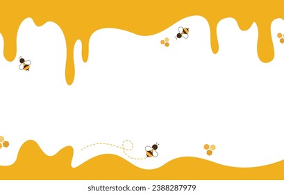 Honig Tropfen und Bienencartoons Hintergrund mit Kopienraum für Text. Verwenden Sie für Grafikdesign, Präsentation, Poster, Grafiken, Vorlagendesign, Werbung, Druck. Vektorgrafik EPS.