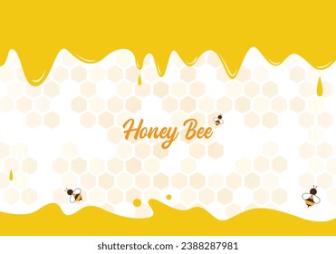 Fondo de las caricaturas de miel y abeja con espacio para el texto. Uso para diseño gráfico, presentación, afiche, arte, diseño de plantillas, anuncio, impresión. EPS vectorial de ilustración.