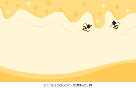 Honey drop and bee cartoons on yellow background vector illustration.