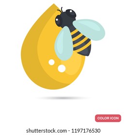 Honey drop and bee color flat icon