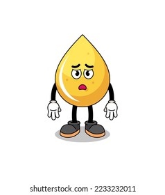 honey drop cartoon illustration with sad face , character design