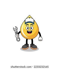honey drop illustration cartoon as a mechanic , character design