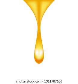Honey drop isolated on white background, cosmetic anti age collagen  oil or caramel droplet. Jojoba, nectar syrup. Vector design.