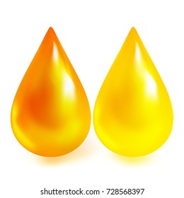 Honey drop and oil droplet. Beautiful vector  illustration for your design.