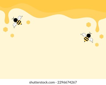 Películas de miel y caricaturas de abejas sobre ilustración vectorial de fondo amarillo.