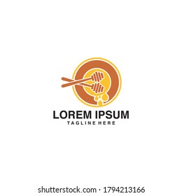 Ilustración de iconos vectores con el logotipo de Miel y gotas