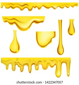 honey drops vector realistic illustration isolated on white background