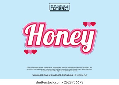 Honey Editable Vector 3D Text Effect – colorful and modern typography with comic style for poster, branding, social media
