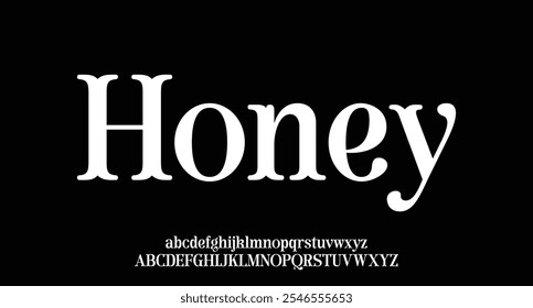 Honey, Elegant Font Uppercase Lowercase And Number. Classic Lettering Minimal Fashion Designs. Typography modern serif fonts regular decorative vintage concept. vector illustration
