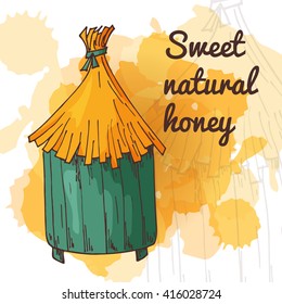 Honey element in hand drawn style. Natural product. Apiary isolated symbol. Vector illustration
