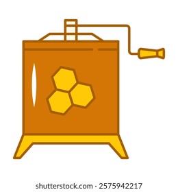 Honey extractor line icon vector isolated. Symbol of honeycomb. Work tool for beekeepers. Concept of apiculture. Honey production equipment.