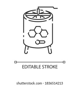 Honey extractor linear icon. Apiculture thin line customizable illustration. Contour symbol. Mechanical device for honey extraction from honeycombs. Vector isolated outline drawing. Editable stroke