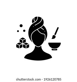 Honey facial mask glyph icon. Organic cosmetic products, face care, spa procedures. Natural skincare concept. Facial beauty treatment.Filled flat sign. Isolated silhouette vector illustration