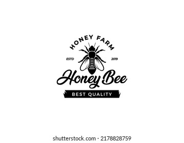 Honey Farm and bee company logo design template. 