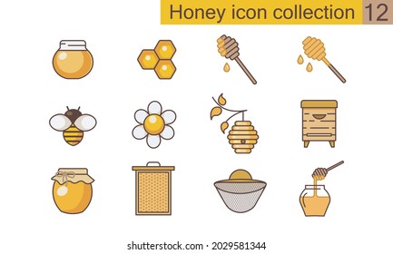 Honey flat icon set. Collection of high quality  symbols for web design, mobile app. Honey vector thin line icons or logo.