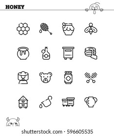 Honey flat icon set. Collection of high quality outline symbols for web design, mobile app. Honey vector thin line icons or logo.