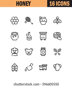 Honey flat icon set. Collection of high quality outline symbols for web design, mobile app. Honey vector thin line icons or logo.