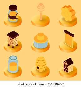 Honey flat isometric icons