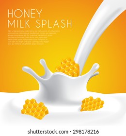 Honey Flavored Milk Label Template : Vector Illustration