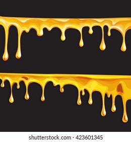 honey flowing, in motion, honey trickling down, isolated vector