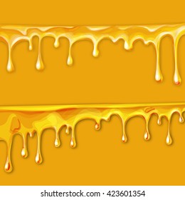 honey flowing, in motion, honey trickling down, isolated vector
