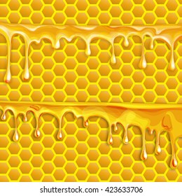 honey flowing, in motion, honey trickling down, isolated vector