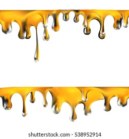 honey flowing, in motion, honey trickling down, isolated vector