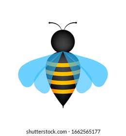 Honey flying bee. Bee icon isolated on white background. Insect.