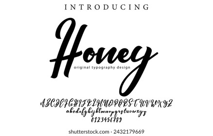 Honey Font Stylish brush painted an uppercase vector letters, alphabet, typeface