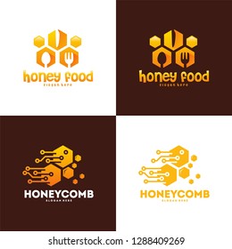 Honey Food logo designs concept vector, Sweet Honey logo template vector