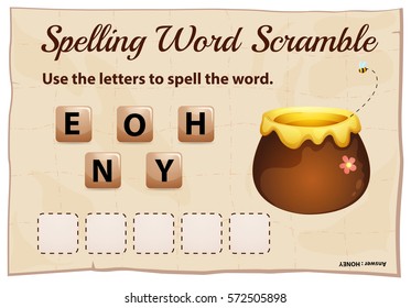 Honey food scramble word game