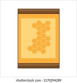 Honey frame with combs on white background