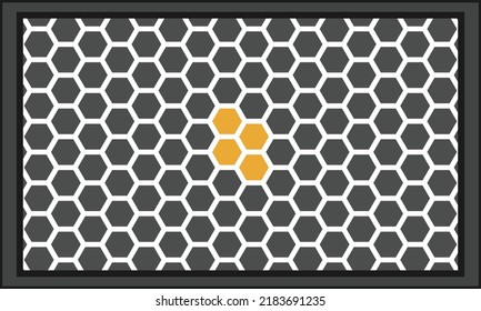 Fondo de la imagen del marco de la miel, fondo gris y amarillo de la textura de la miel