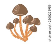 Honey fungus, mushroom clumps, icon.  Autumn fall forest natural food. Flat graphic vector illustration isolated on white background