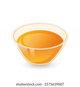 Honey in glass bowl in flat design. Sweet liquid apiculture product. Vector illustration isolated.