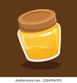 Honey in Glass Container Vector Illustration