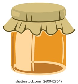 Honey Glass Jar Cartoon, Vector illustration of a natural honey product in a cute glass jar design. Ideal for branding, packaging, and food related themes.
