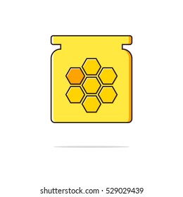 Honey in glass jar color thin line icon.Vector illustration