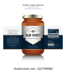 Honey glass jar creative and modern food product branding  label packaging  design template.