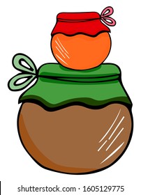 Honey in a glass jar hand drawn outline doodle icon. Glass jar with honey and stick line icon for infographic, website or app. Hand-drawn isolated vector illustration. 