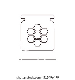 Honey in glass jar thin line icon. Mbe minimalism style