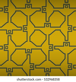 Honey gold yellow decorative seamless pattern background in liner style.