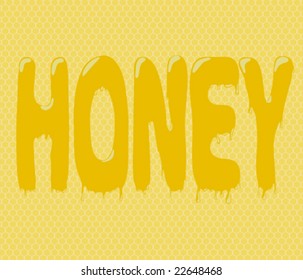 honey graffito made with casting honey on beehive background